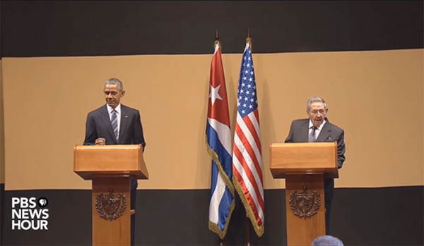 버락 오바마 미국 대통령과 라울 카스트로 쿠바 국가평의회 의장