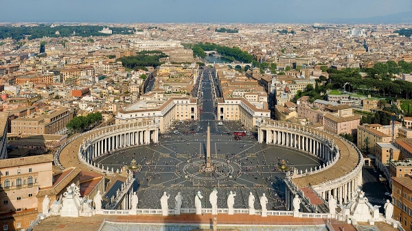 바티칸 미켈란젤로의 돔에서 내려다본 성 베드로 광장