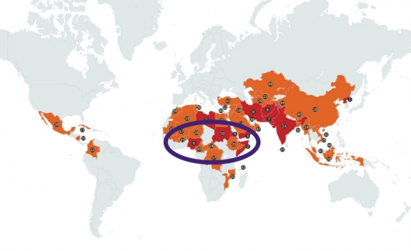 오픈도어 2023 월드와치리스트(WWL) 기독교 박해지도