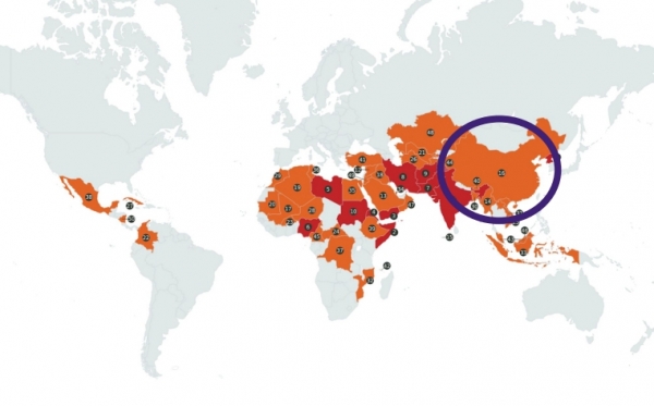 오픈도어 2023 월드와치리스트(WWL) 기독교 박해지도