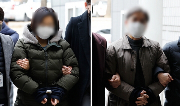 국가보안법 위반 혐의로 경남진보연합 활동가 등 4명이 영장실질심사를 받는 지난 1월31일 서울중앙지법에서 2명의 활동가가 서로 시간 차이를 두고 심사에 출석하고 있다. 