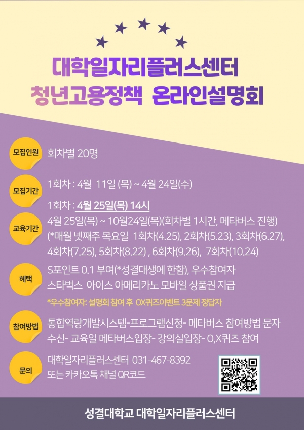 성결대 청년고용정책 온라인 설명회 개최