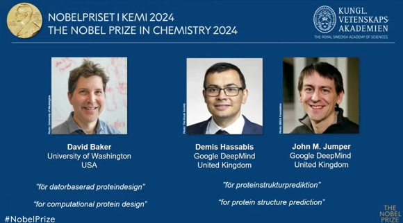2024년 노벨화학상은 단백질에 관한 연구를 한 3명에게 돌아갔다. ⓒ노벨상위원회