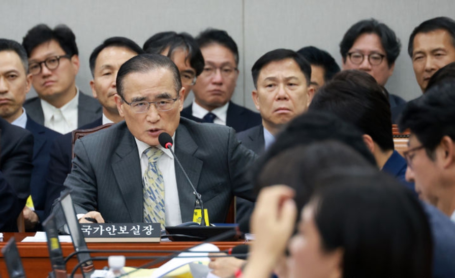 위성락 국가안보실장이 6일 서울 여의도 국회에서 열린 운영위원회의 대통령비서실 등 국정감사에서 의원 질의에 답변하고 있다.