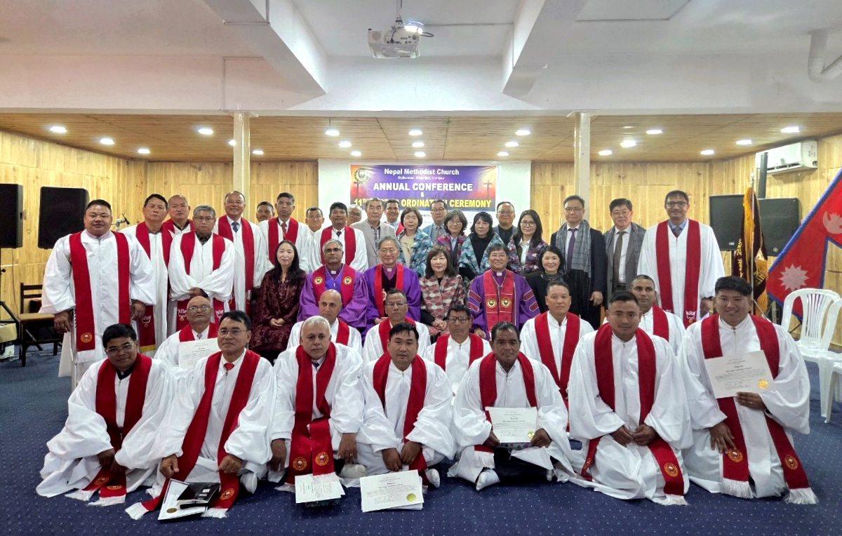 김정석 감독회장 네팔감리교회 목사안수식 집례