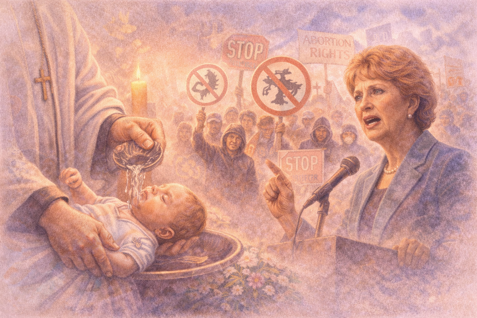 유아 세례와 시위의 대조