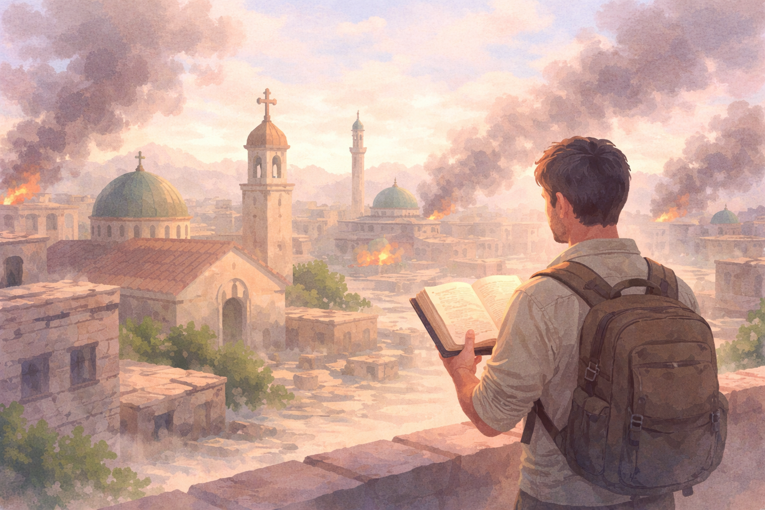 전쟁터에 선 선교사와 도시 풍경