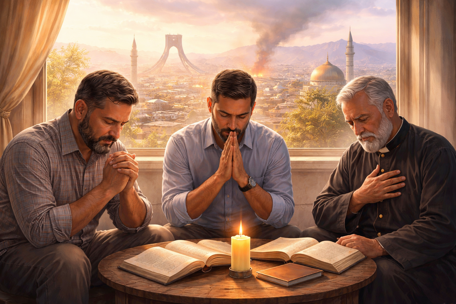 기도하는 세 명의 목사들