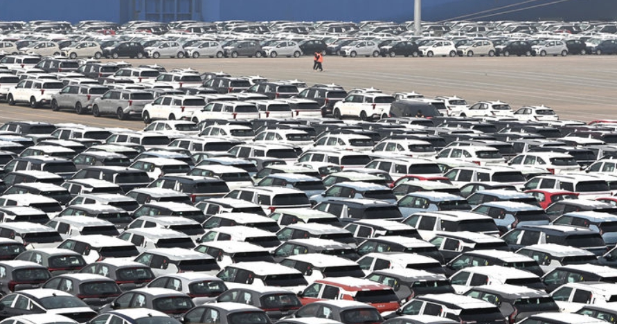 경기 평택시 포승읍 평택항 자동차 전용부두에 수출용 차량이 세워져 있다