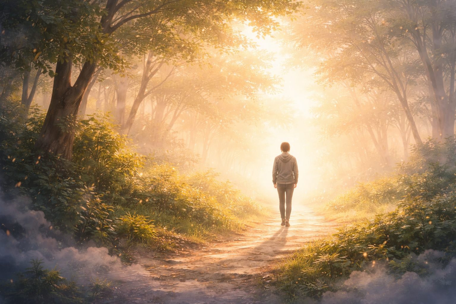 햇살 가득한 숲속의 길