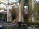이슬람주의자들의 공격으로 불에 타버린 시리아의 한 교회