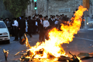 이스라엘 정통 유대교인들의 시위 모습.
