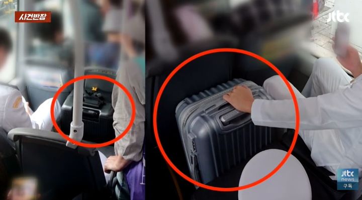 캐리어로 버스 통로 막은 학생들…승객들 서서 이동