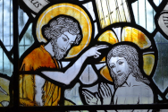 [삽화] Baptism Stained glass window detail, Mountfield church