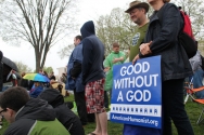 Nontheists hold a sign while attending the Reason Rally in Washington, D.C., Saturday, March 24, 2012. Read more at http://www.christianpost.com/news/reason-rally-atheists-face-eternity-in-hell-dont-accept-christ-franklin-graham-warns-164911/#8ORRxdPGHQyg