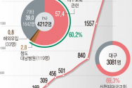 2일 오전 0시 기준 코로나19 확진환자는 총 4212명으로 신천지대구교회 및 청도대남병원 관련 집단발생(cluster)이 60.2%를 차지하는 것으로 집계됐다.