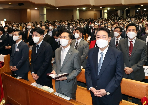 한국교회 부활절연합예배 윤석열 대통령 당선인