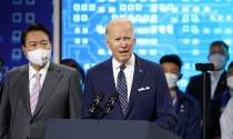 조 바이든 미국 대통령이 20일 경기 평택 삼성전자 반도체 공장 시찰을 마친 후 연설하고 있다.